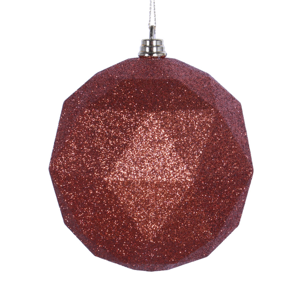 4.75 in. Copper Glitter Geometric Christmas Ornament Ball - 4 per Bag