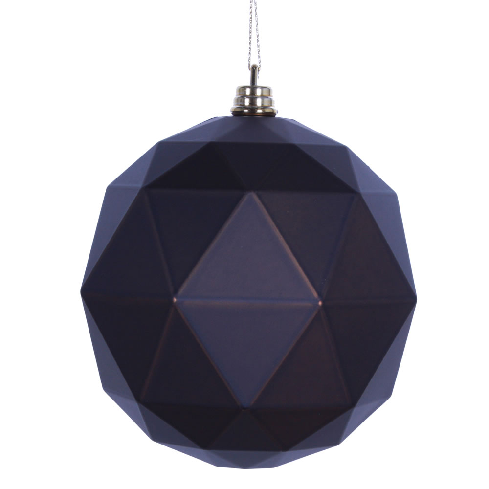 6 in. Chocolate Matte Geometric Christmas Ornament Ball - 4 per Bag
