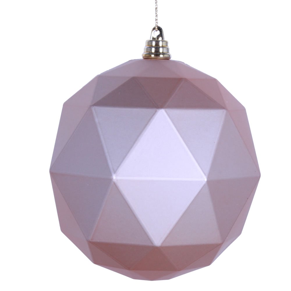 6 in. Cafe Latte Plastic Matte Geometric Ball Christmas Ornament