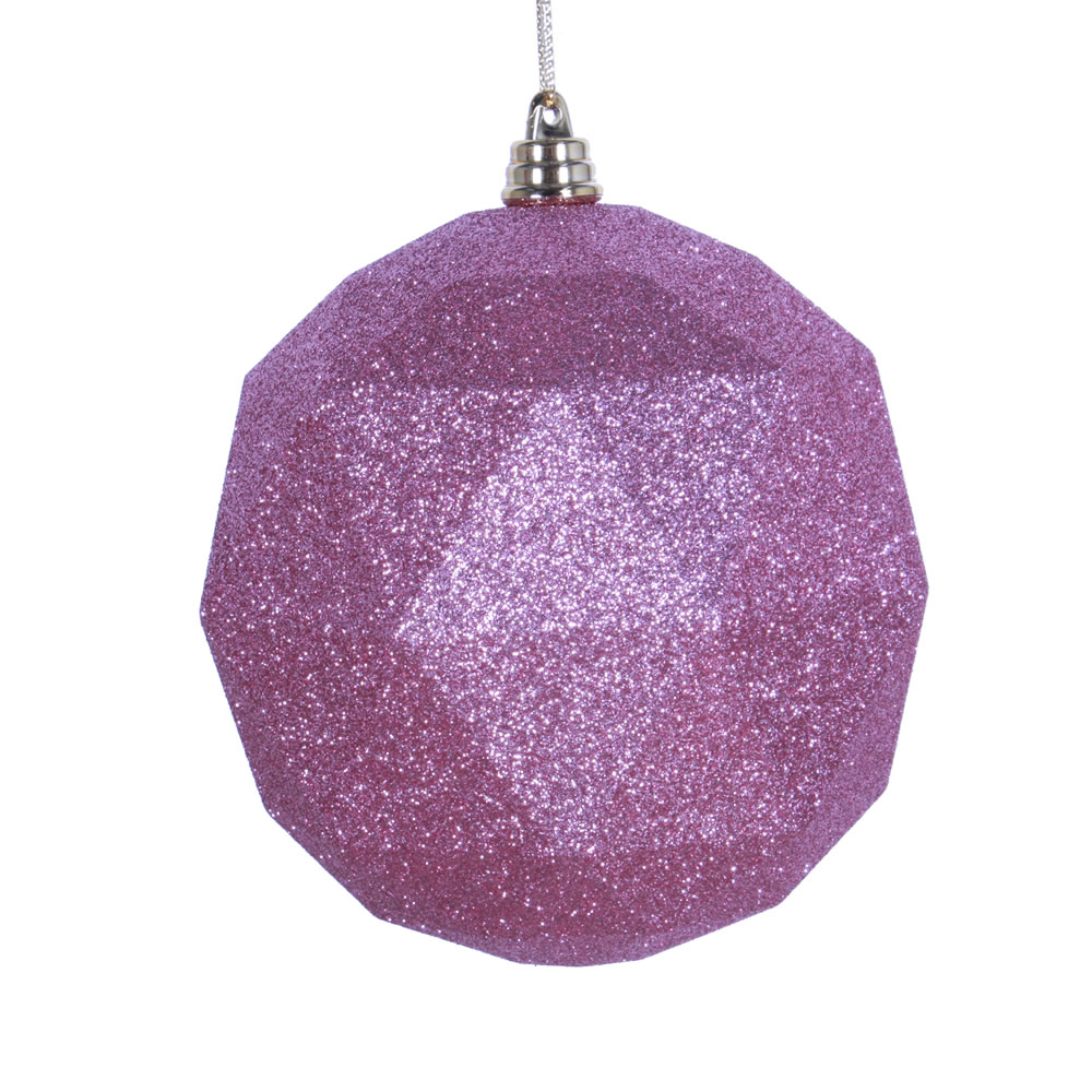 8 in. Mauve Glitter Geometric Christmas Ornament Ball