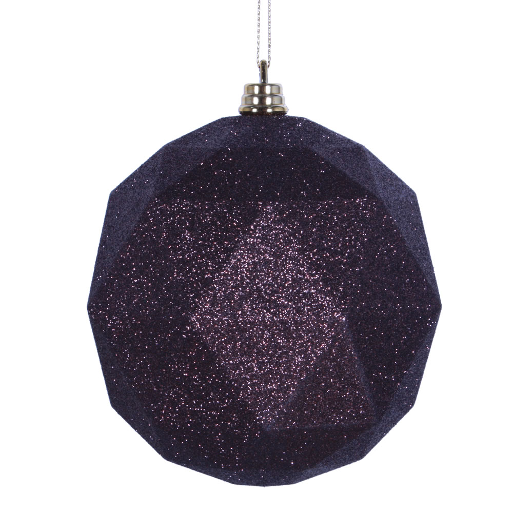 8 in. Mocha Glitter Geometric Christmas Ornament Ball