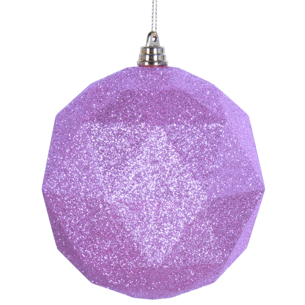 8 in. Pink Glitter Geometric Christmas Ornament Ball