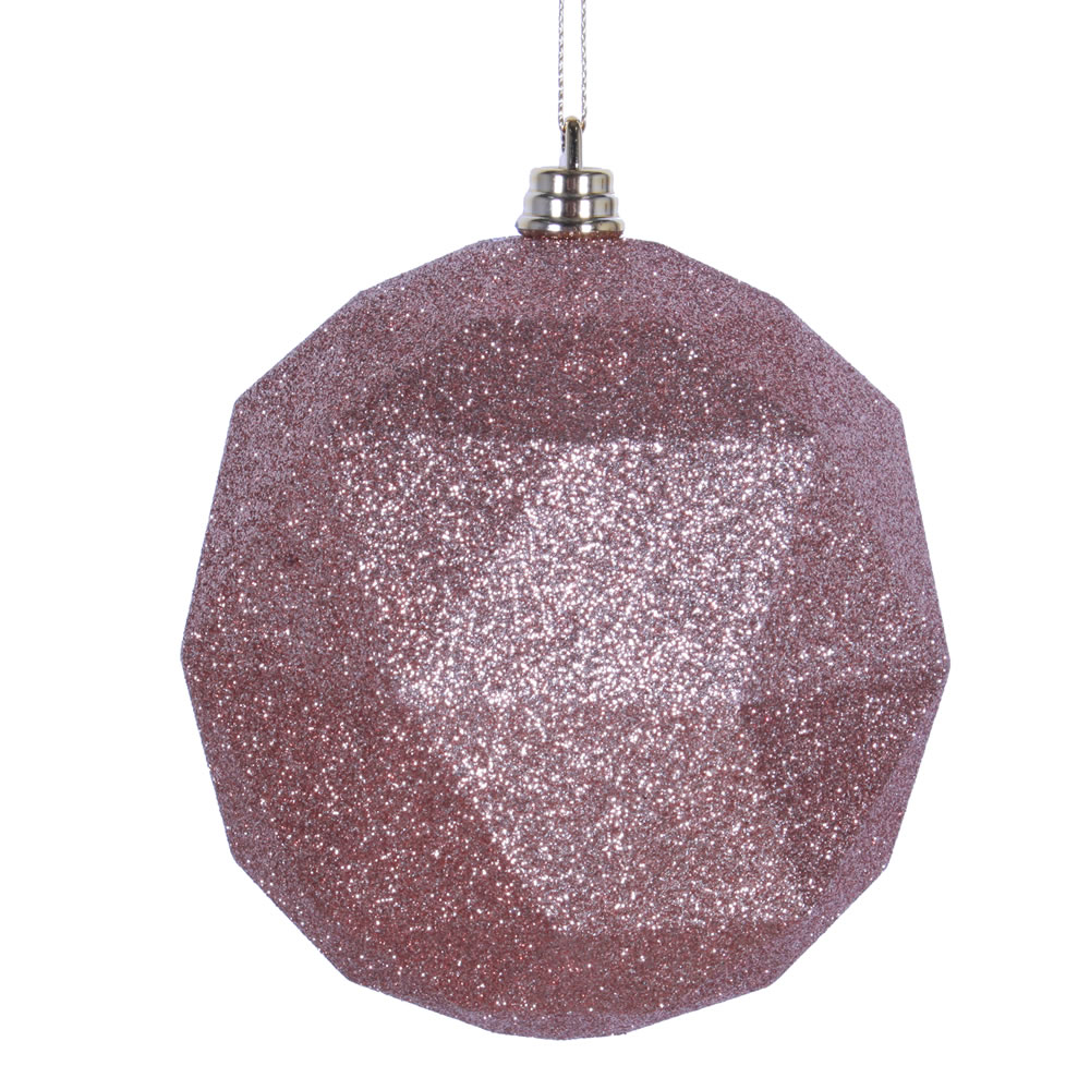 8 in. Cafe Latte Glitter Geometric Christmas Ornament Ball