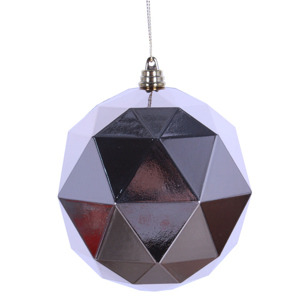 8 in. Cafe Latte Shiny Geometric Christmas Ornament Ball