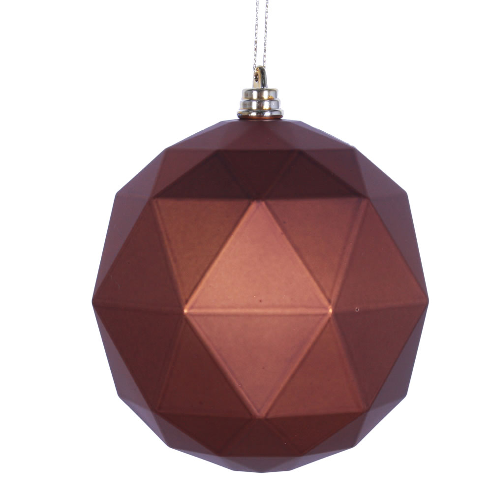 8 in. Copper Matte Geometric Christmas Ornament Ball