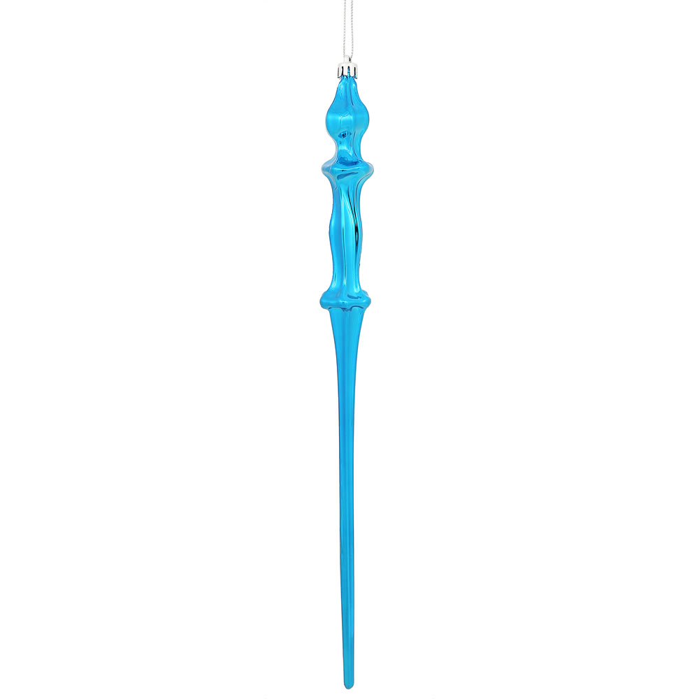 N175302D 15.7 in. Blue Shiny Icicle Ornament - 3 per Box