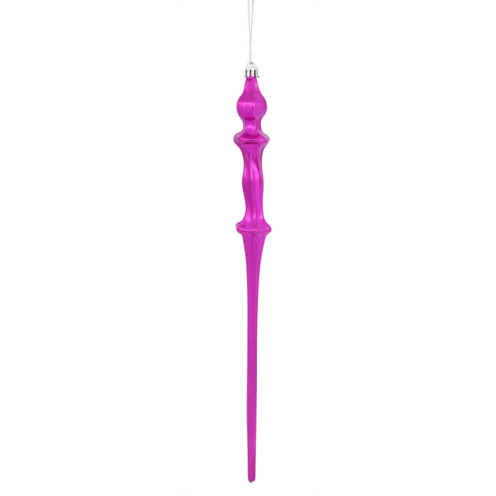 N175370D 15.7 in. Fuchsia Shiny Icicle Ornament - 3 per Box