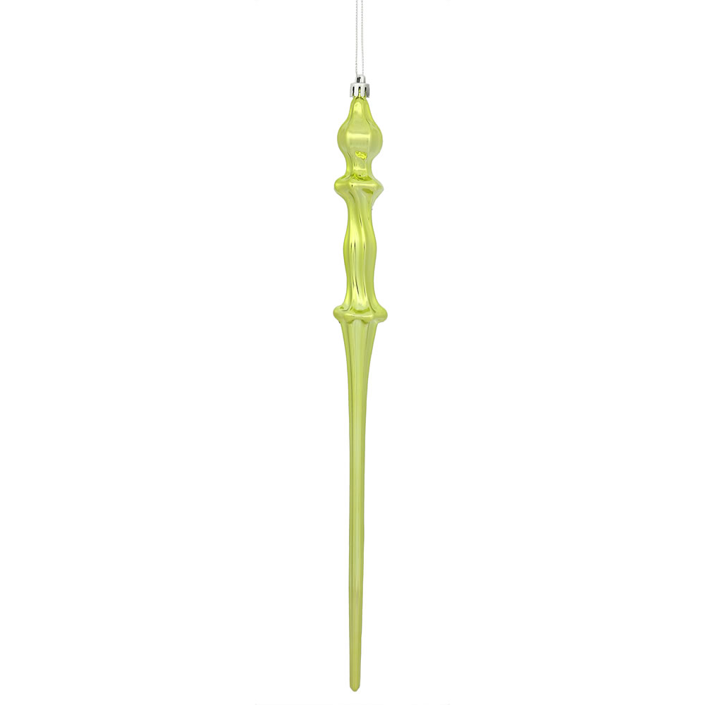 N175373D 15.7 in. Lime Shiny Icicle Ornament - 3 per Box