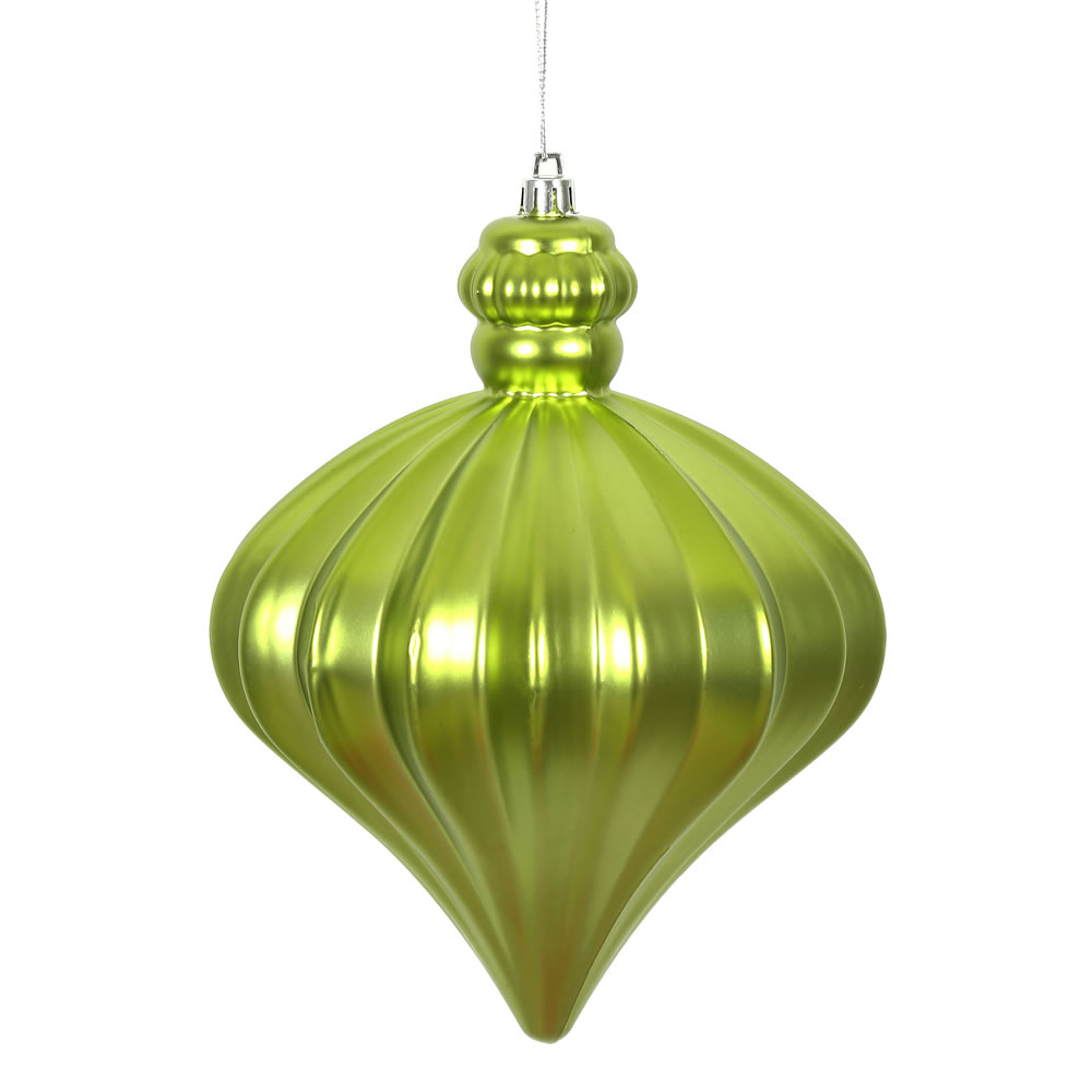 N175873D 6 in. Lime Matte Onion Drop Ornament - 4 per Bag
