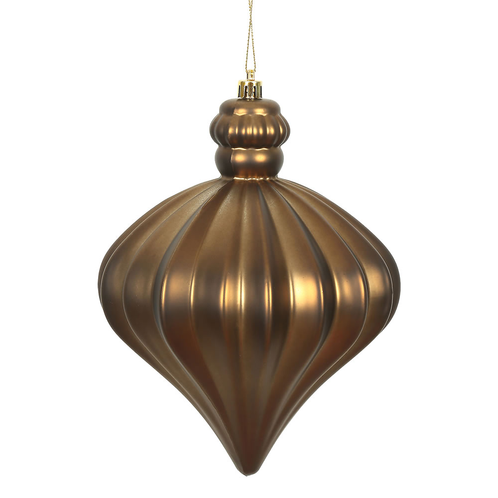 N175876D 6 in. Mocha Matte Onion Drop Ornament - 4 per Bag