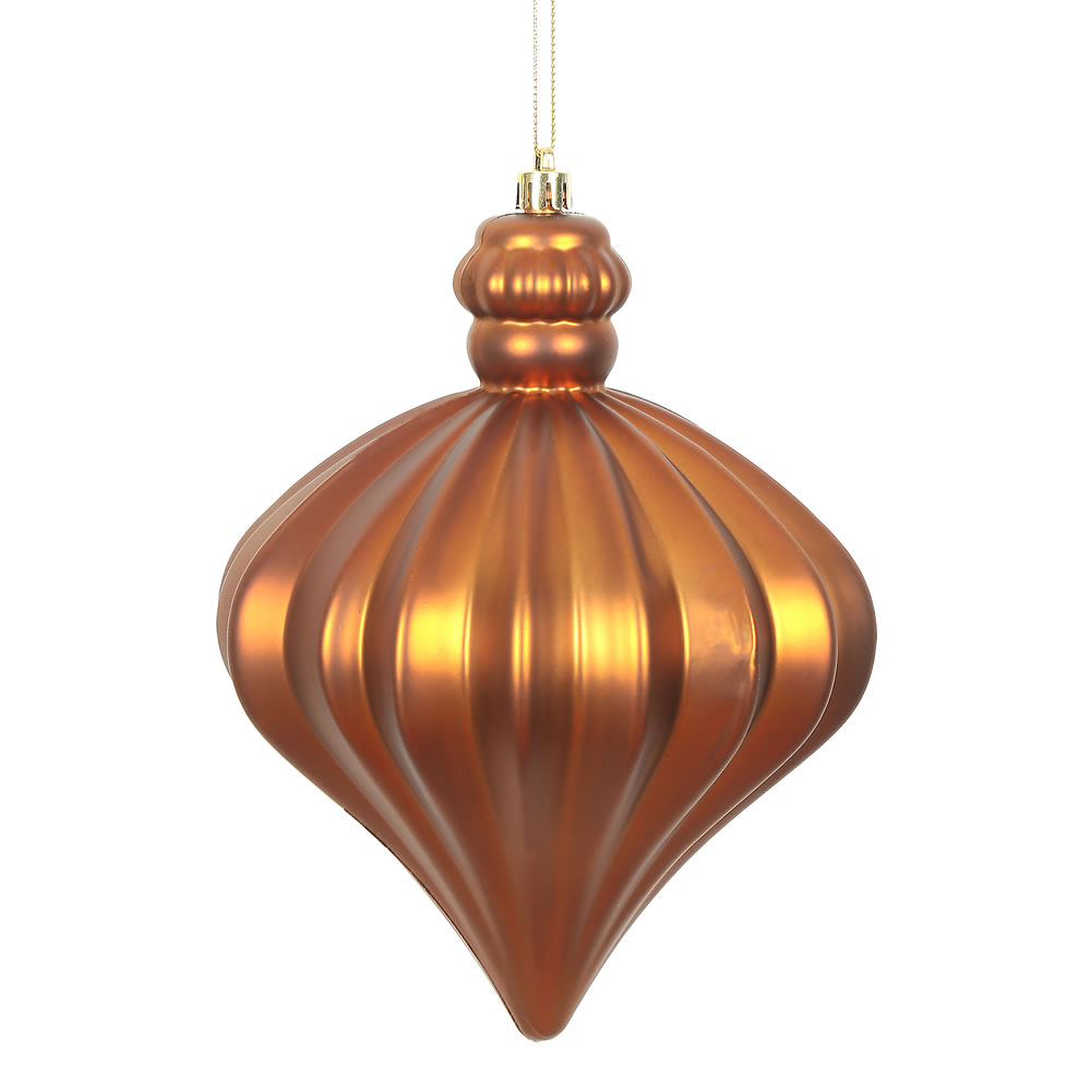 N175888D 6 in. Copper Matte Onion Drop Ornament - 4 per Bag
