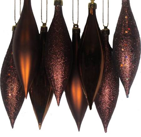 5.5 in. Mocha Drop 4 Finish Assorted Color Christmas Ornament - 8 per Box