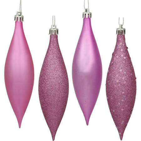 5.5 in. Pink Drop 4 Finish Assorted Color Christmas Ornament - 8 per Box