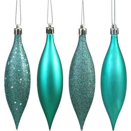 5.5 in. Gunmetal Drop 4 Finish Assorted Color Christmas Ornament - 8 per Box