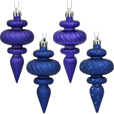 7 in. Fuchsia Finial 4 Finish Assorted Color Christmas Ornament - 8 per Box