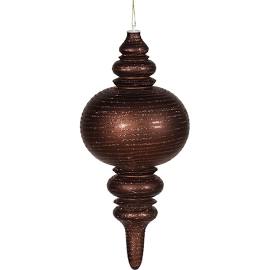 7 in. Chocolate Finial 4 Finish Assorted Color Christmas Ornament - 8 per Box