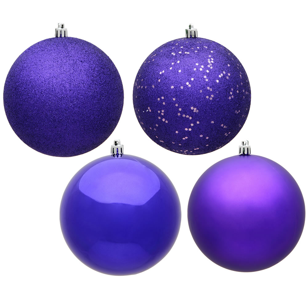 2.4 in. Purple 4 Finish Assorted Color Christmas Ornament Ball - 24 per Box