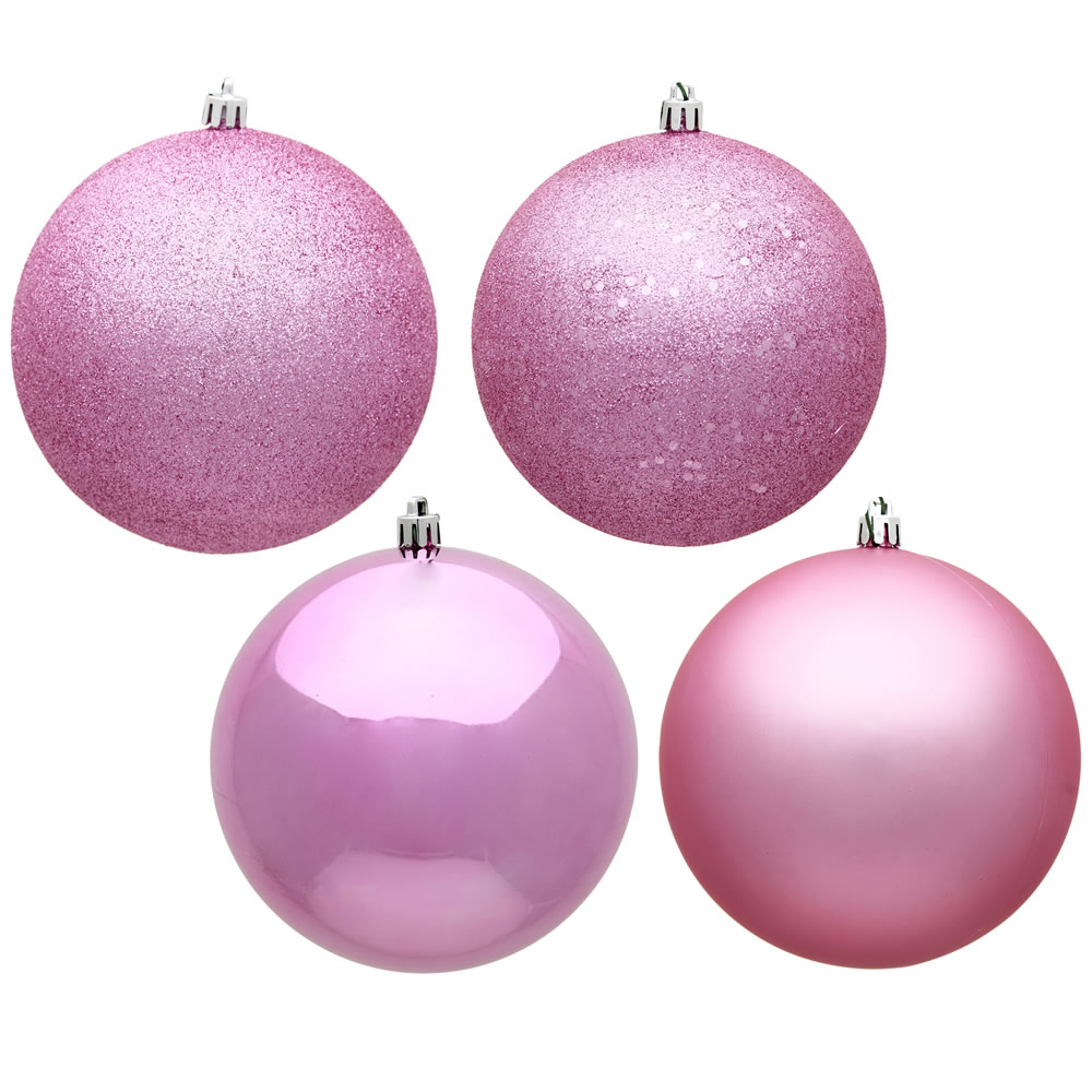 2.4 in. Pink 4 Finish Assorted Color Christmas Ornament Ball - 24 per Box