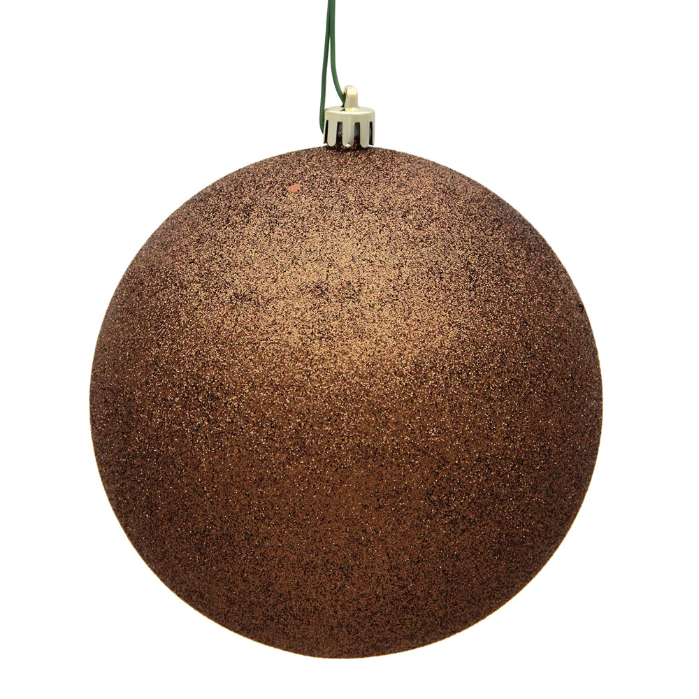 Mocha Glitter Christmas Ornament Ball - 12 per Bag