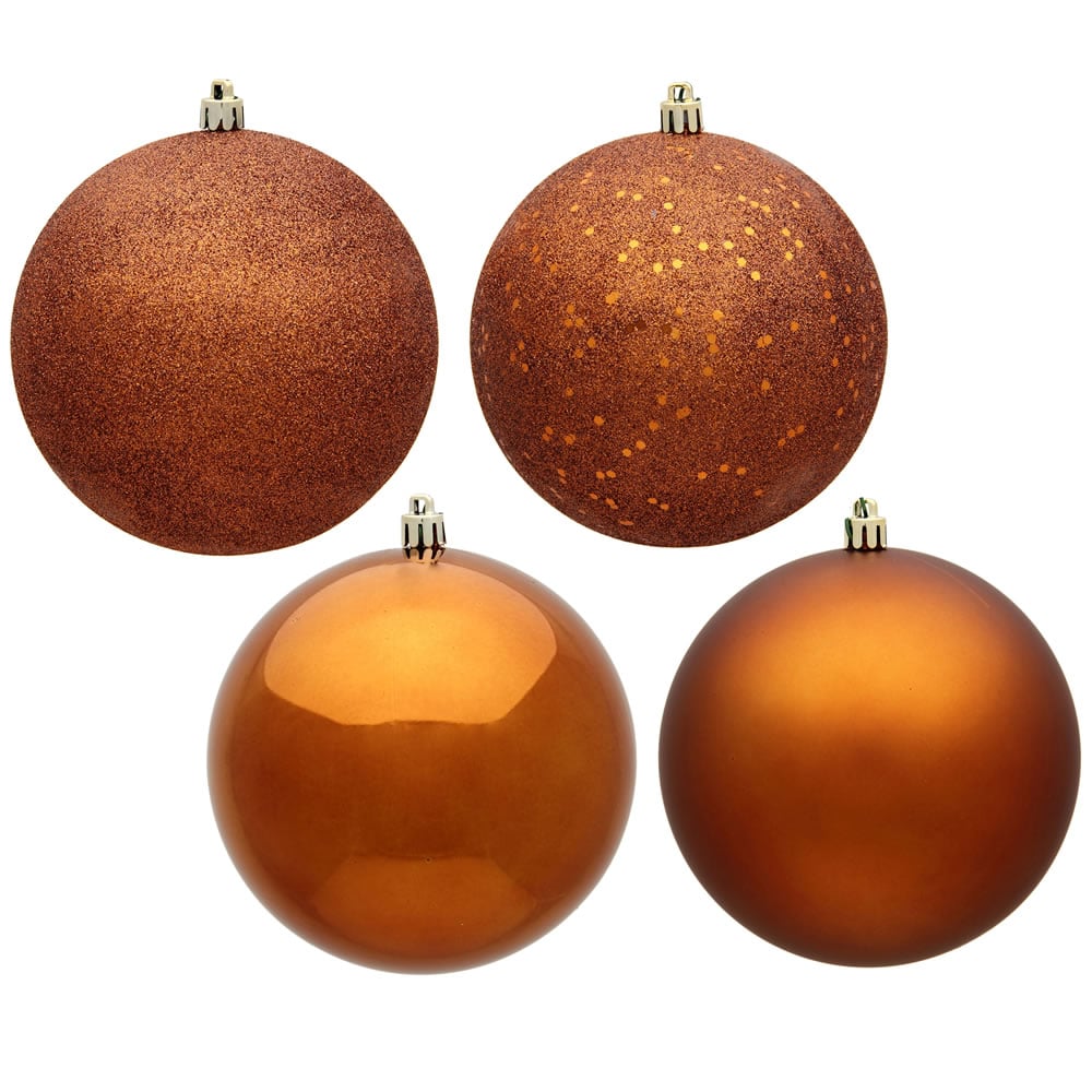 N590888 3 in. Copper 4 Finish Assorted Color Christmas Ornament Ball - 16 per Box
