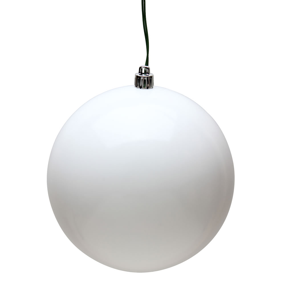 4 in. White Candy UV Treated Christmas Ornament Ball - 6 per Bag
