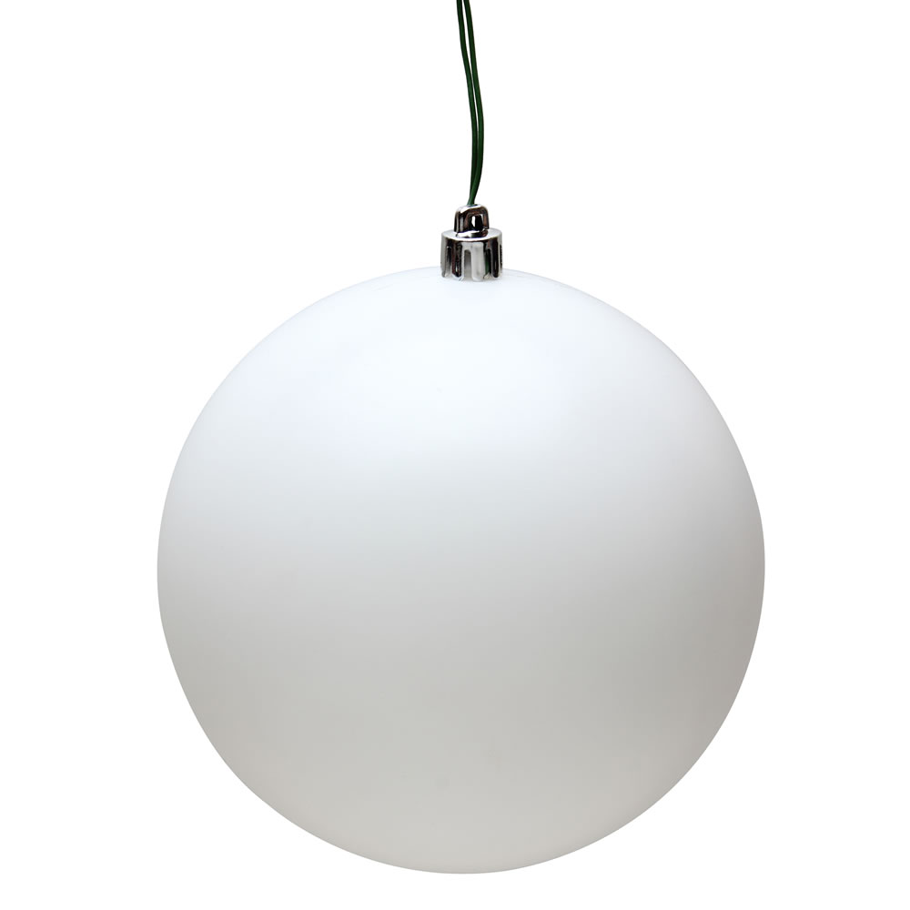 4 in. White Matte UV Treated Christmas Ornament Ball - 6 per Bag