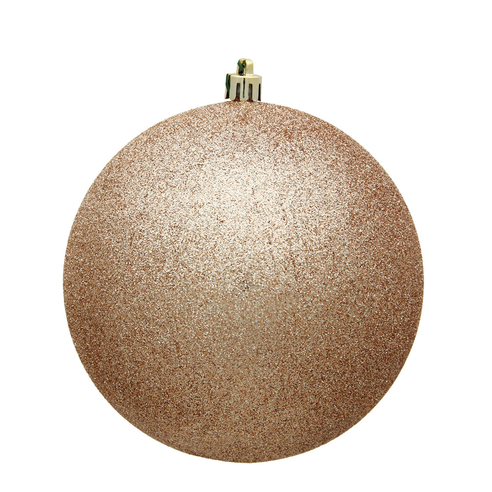 4 in. Cafe Latte Glitter Christmas Ornament Ball - 6 per Bag