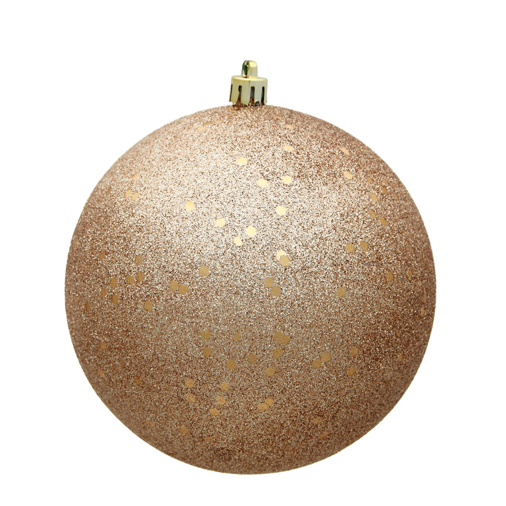 4 in. Cafe Latte Sequin Christmas Ornament Ball - 6 per Bag