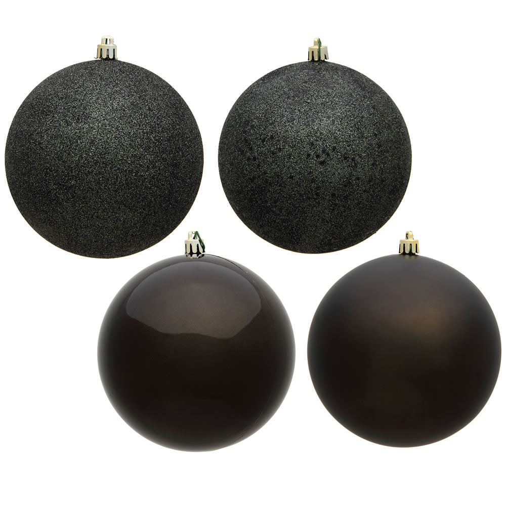 Picture of Vickerman N591084A 4 in. Gunmetal 4 Finish Assorted Color Christmas Ornament Ball - 12 per Box