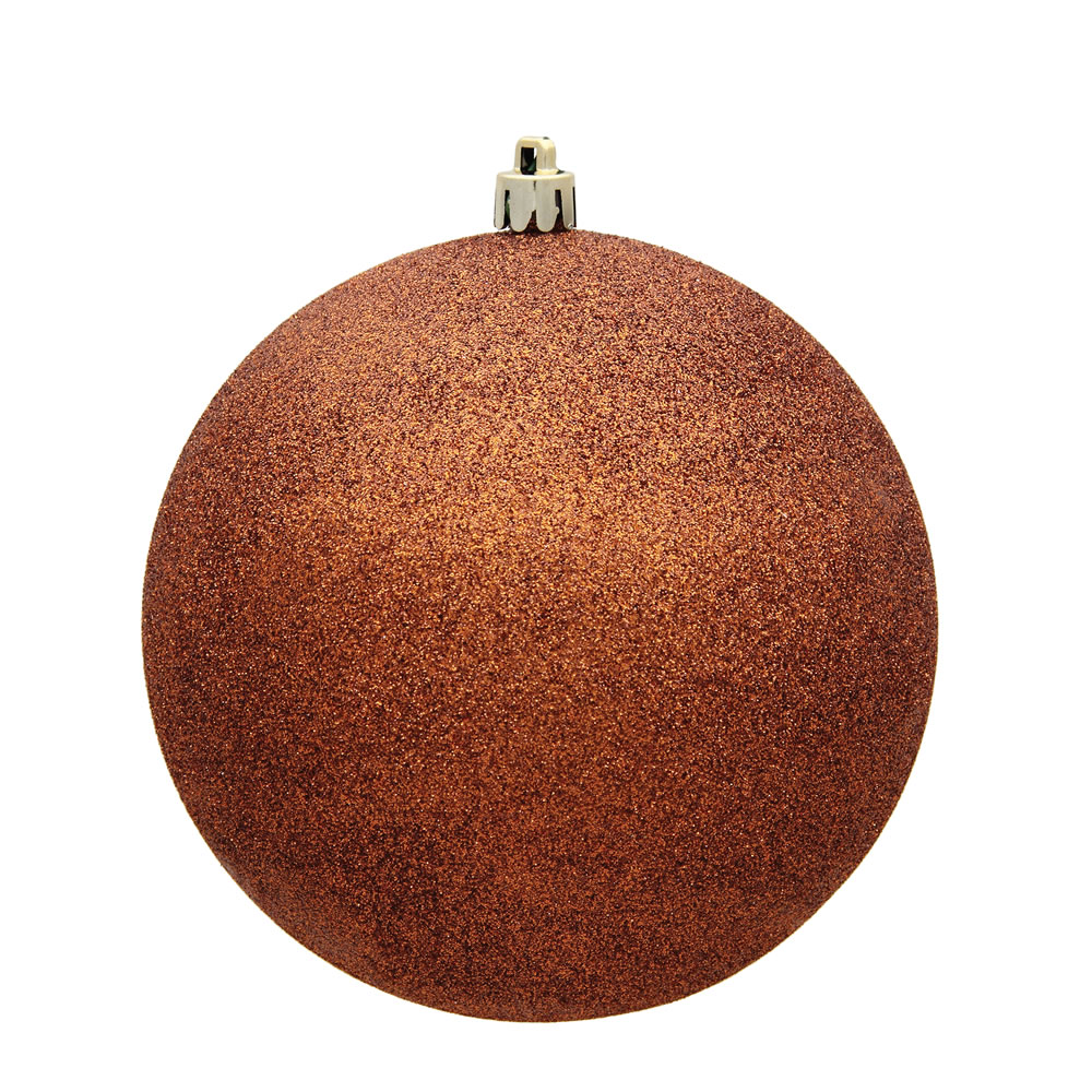 4 in. Copper Glitter Christmas Ornament Ball - 6 per Bag