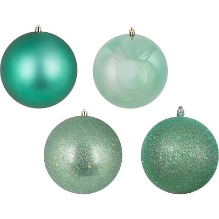 4.75 in. Midnt Green 4 Finish Assorted Color Christmas Ornament Ball - 4 per Box