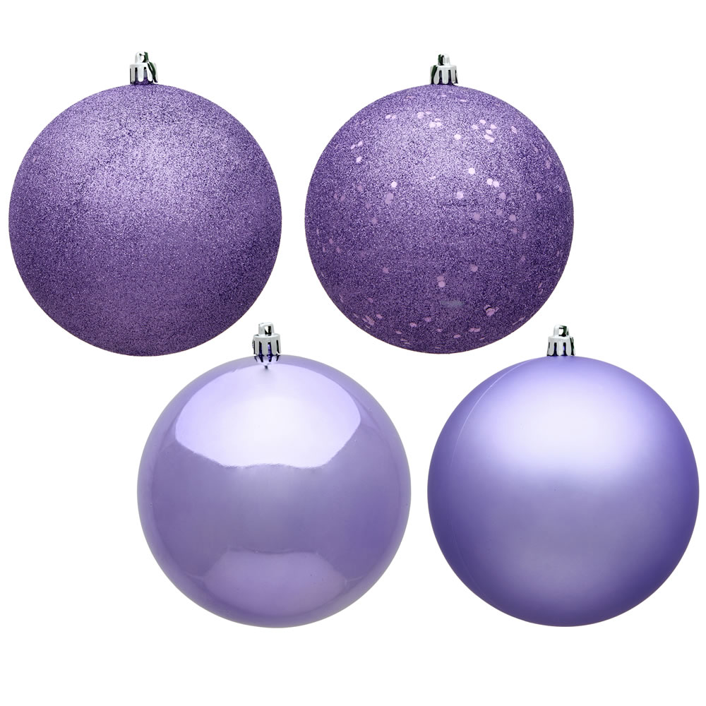 4.75 in. Lavender 4 Finish Assorted Color Christmas Ornament Ball - 4 per Box