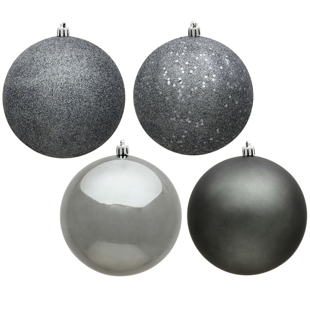 N591587DA 6 in. Pewter 4 Finish Assorted Color Christmas Ornament Ball - 4 per Bag -  Vickerman