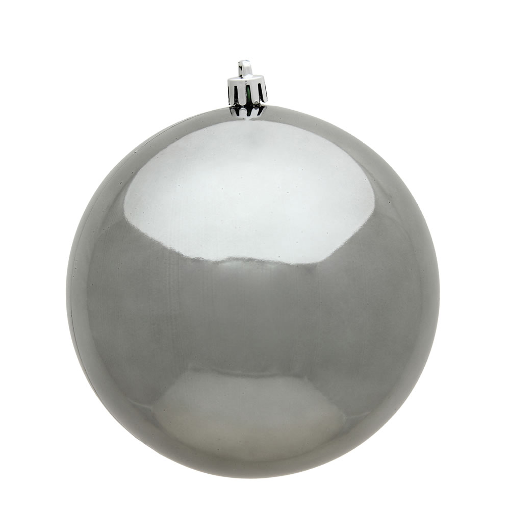 N591587DSV 6 in. Pewter Shiny UV Christmas Ornament Ball - 4 per Bag -  Vickerman