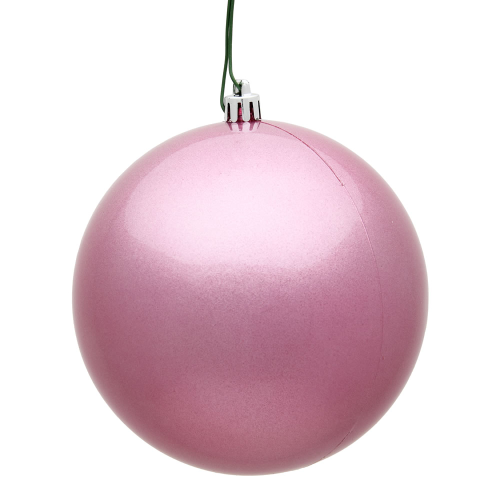 8 in. Pink Candy UV Drilled Cap Christmas Ornament Ball