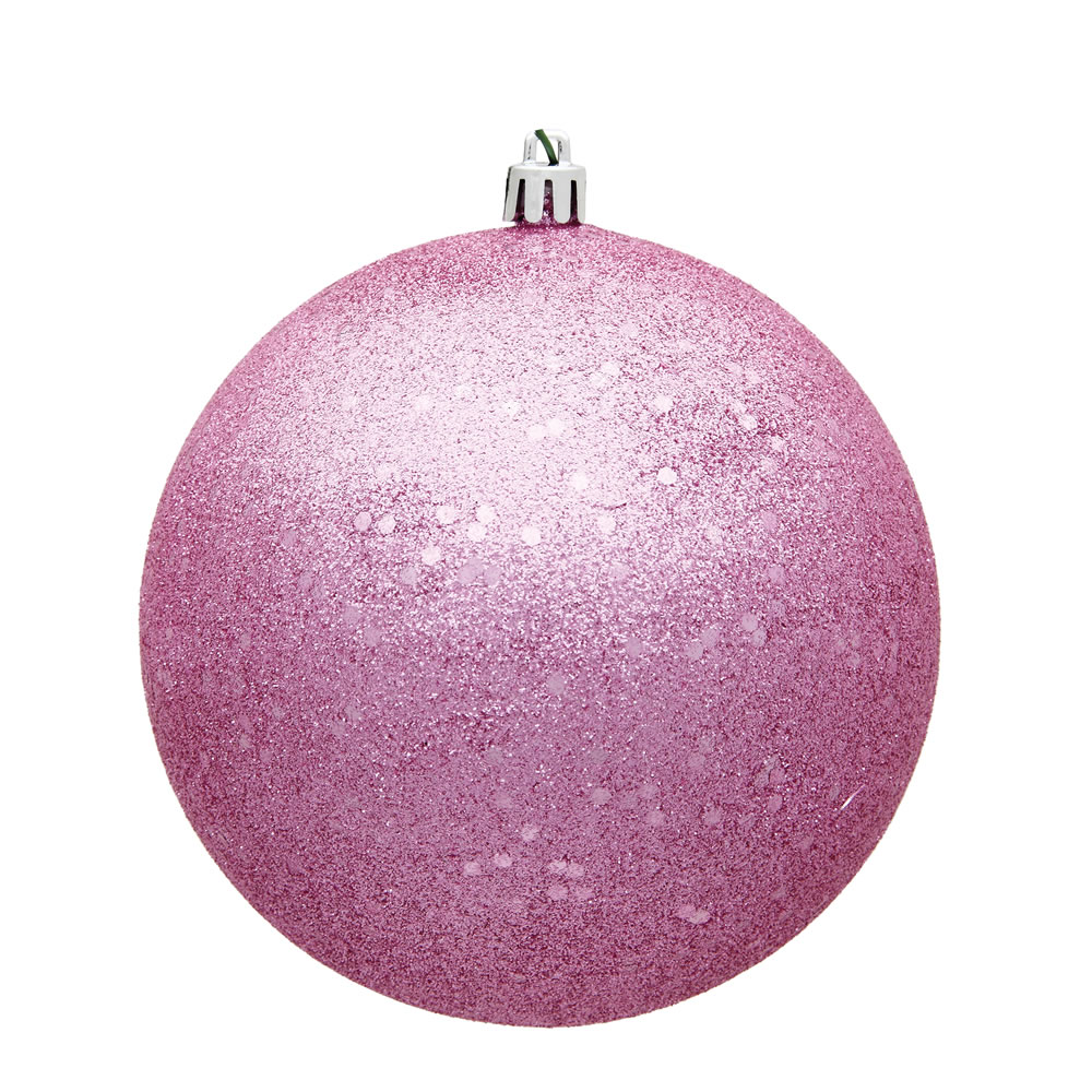 8 in. Pink Sequin Drilled Cap Christmas Ornament Ball