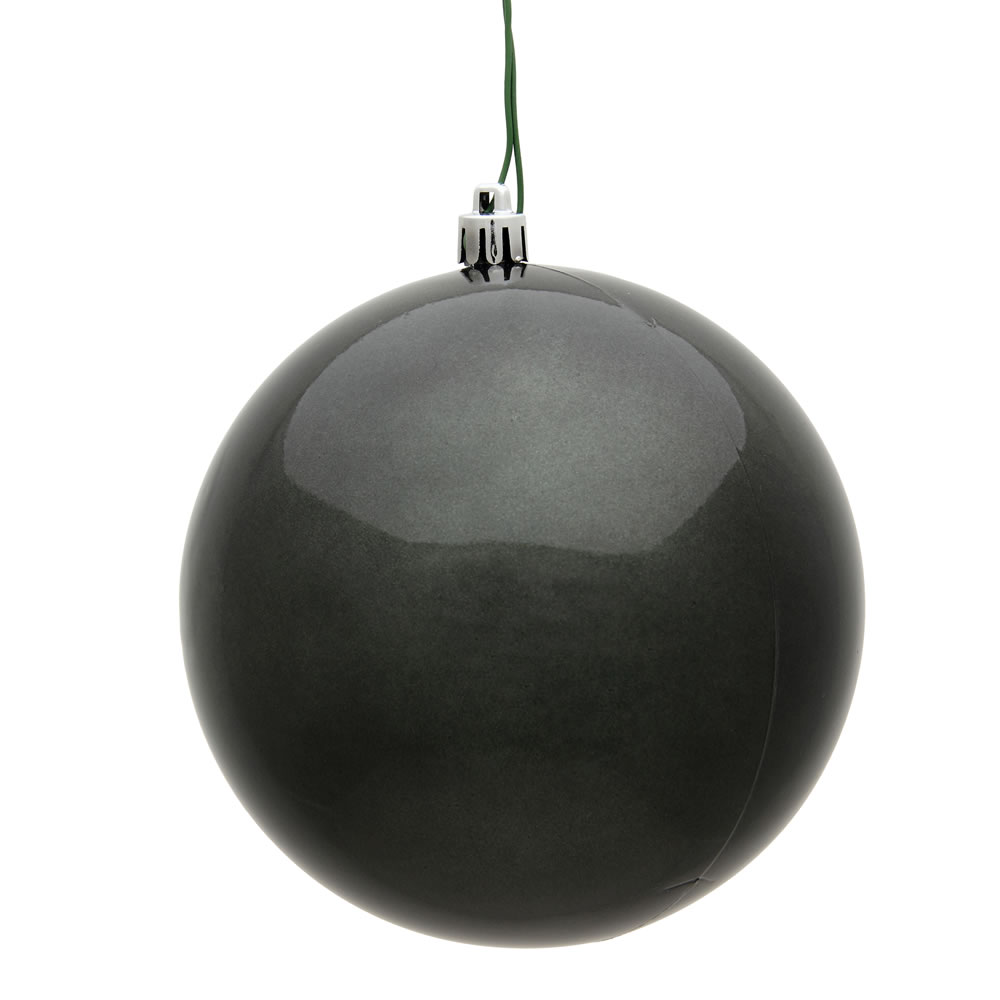 N592087DCV 8 in. Pewter Candy UV Drilled Cap Christmas Ornament Ball -  Vickerman