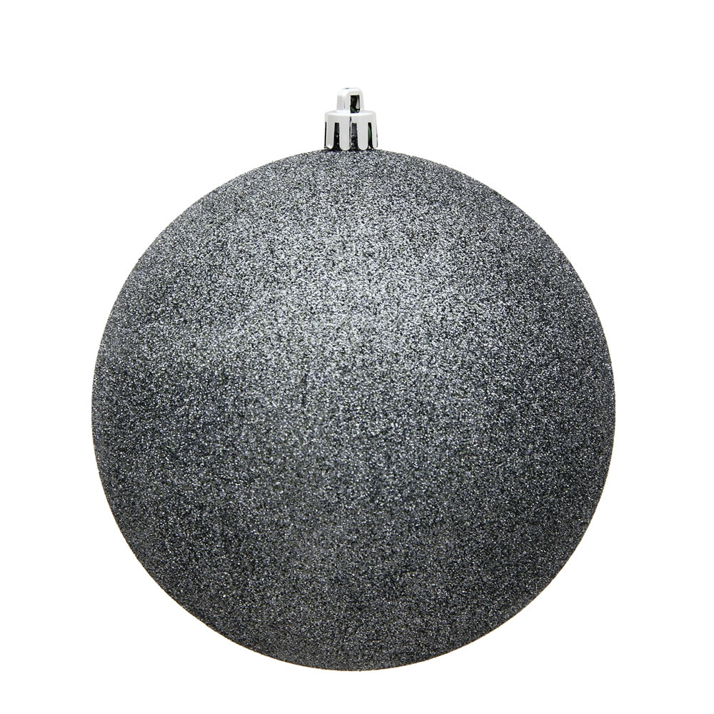 N592087DG 8 in. Pewter Glitter Drilled Cap Christmas Ornament Ball -  Vickerman