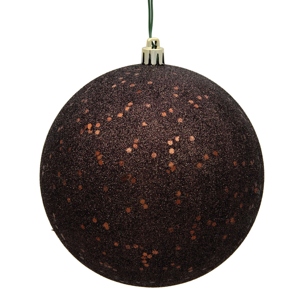 10 in. Chocolate Sequin Drilled Cap Christmas Ornament Ball