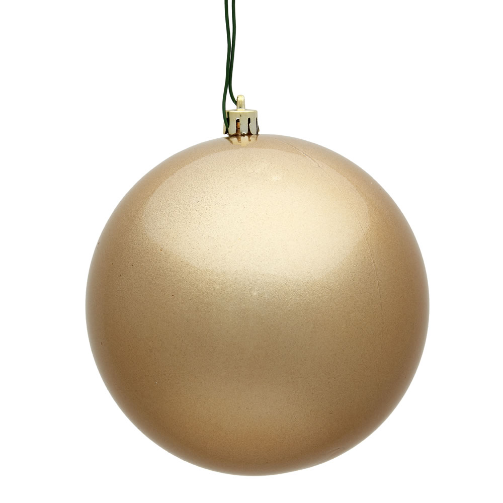 10 in. Cafe Latte Candy UV Drilled Cap Christmas Ornament Ball