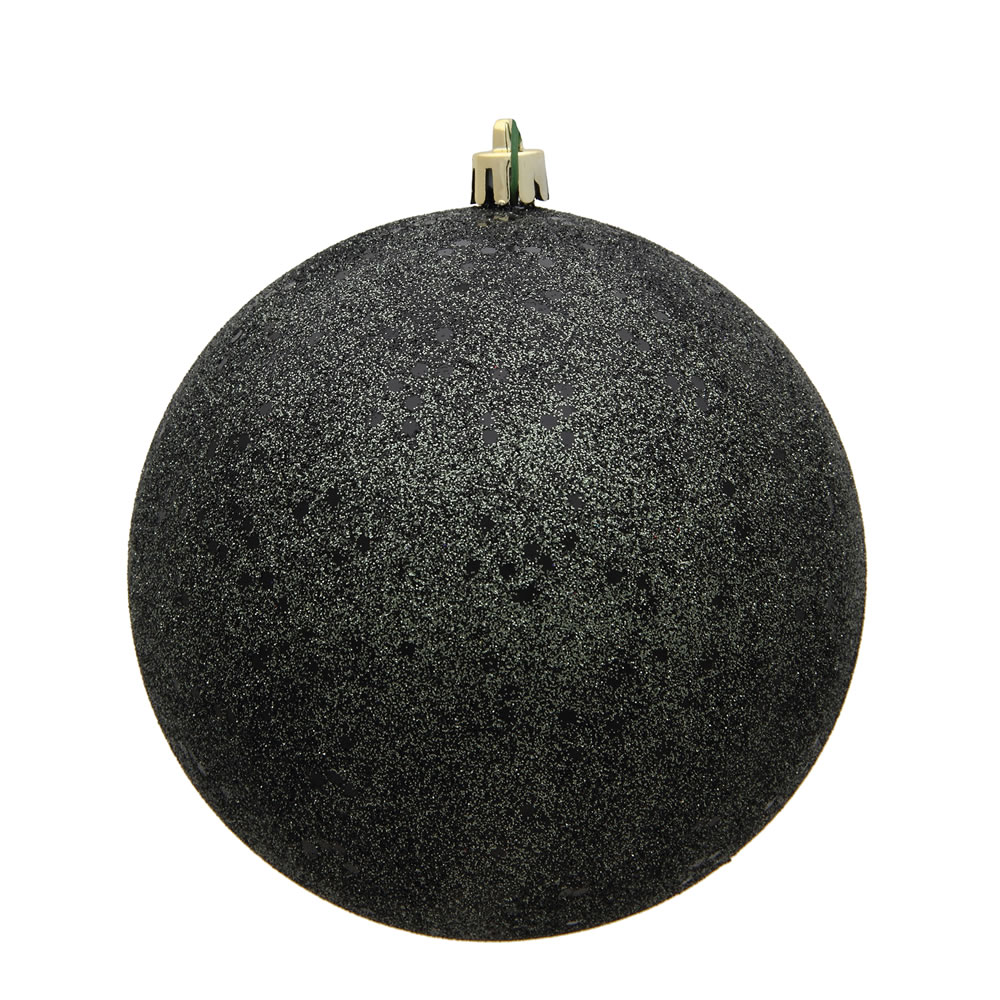 10 in. Gunmetal Sequin Drilled Cap Christmas Ornament Ball