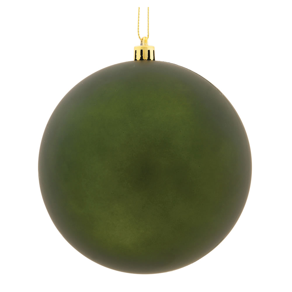 12 in. Moss Green Matte UV Drilled Cap Christmas Ornament Ball
