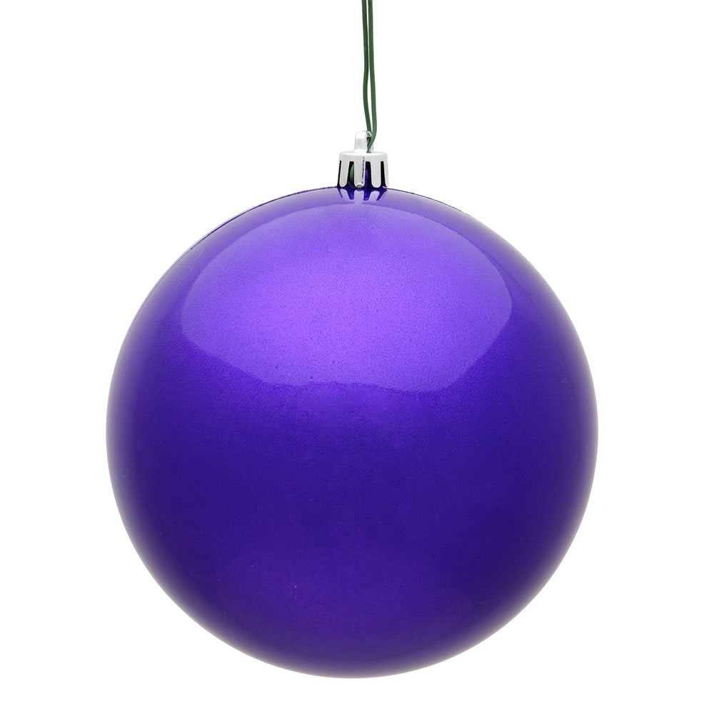 12 in. Purple Candy UV Drilled Cap Christmas Ornament Ball - Purple - 12in. H x 12in. W x 12in. L