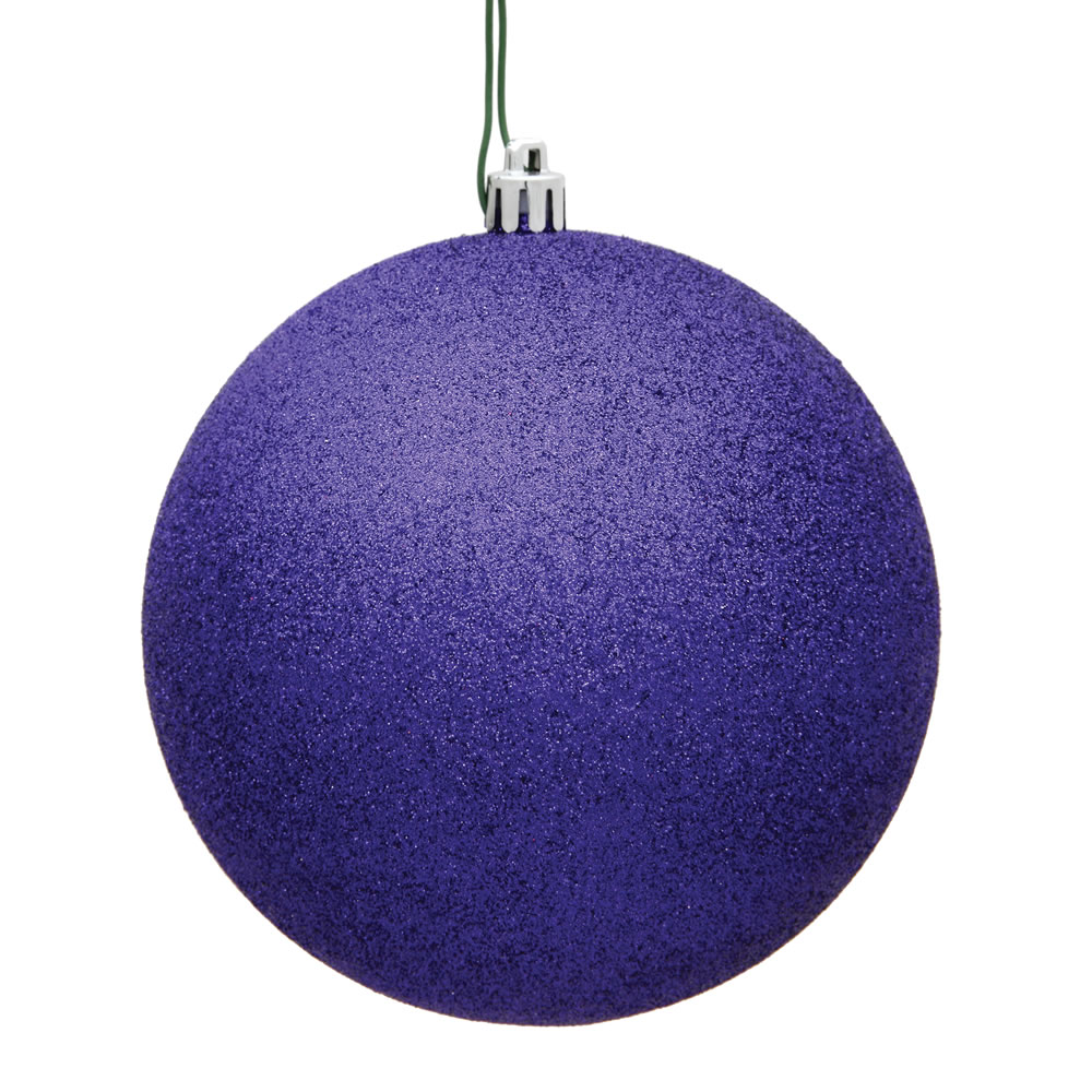 12 in. Purple Glitter Drilled Cap Christmas Ornament Ball