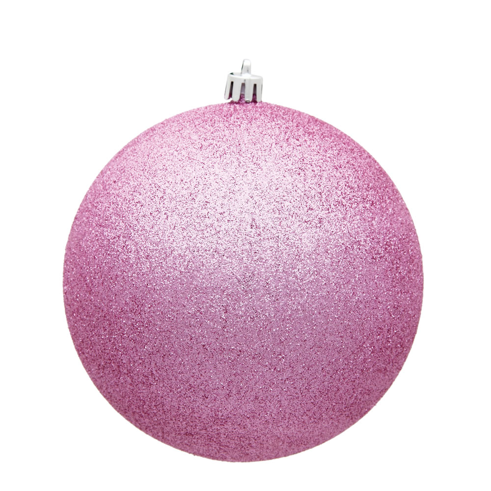 12 in. Pink Glitter Drilled Cap Christmas Ornament Ball