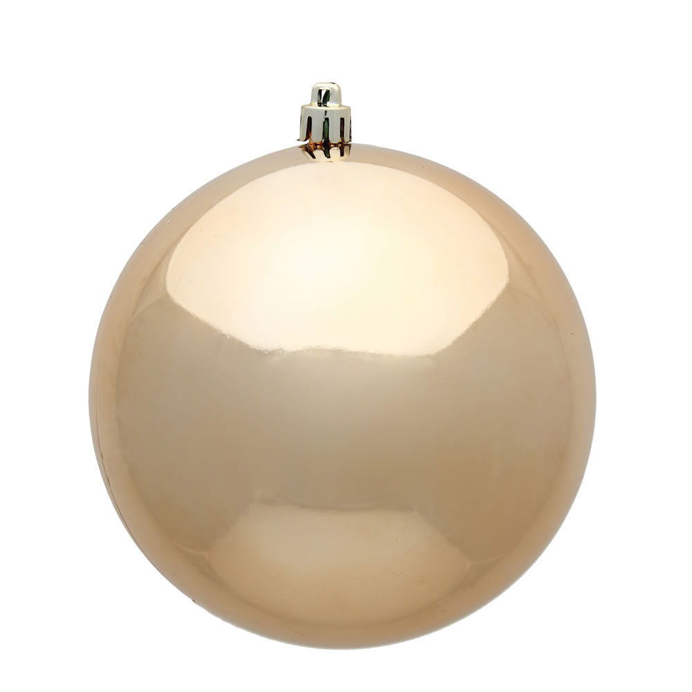 12 in. Cafe Latte Shiny UV Drilled Cap Christmas Ornament Ball - Cafe Latte - 12in. H x 12in. W x 12in. L