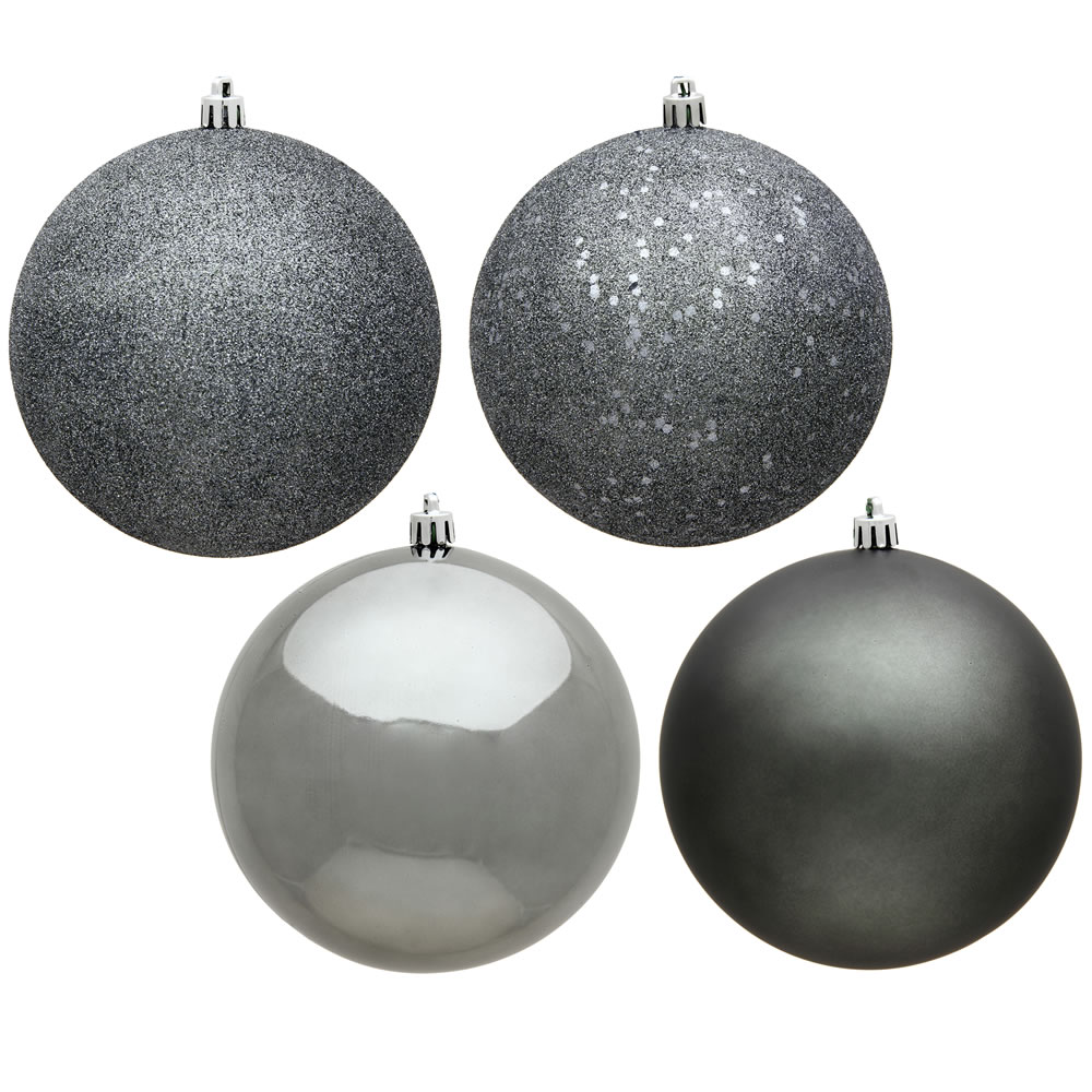 12 in. Pewter 4 Finish Assorted Color Christmas Ornament Ball - Pewter - 12in. H x 12in. W x 12in. L