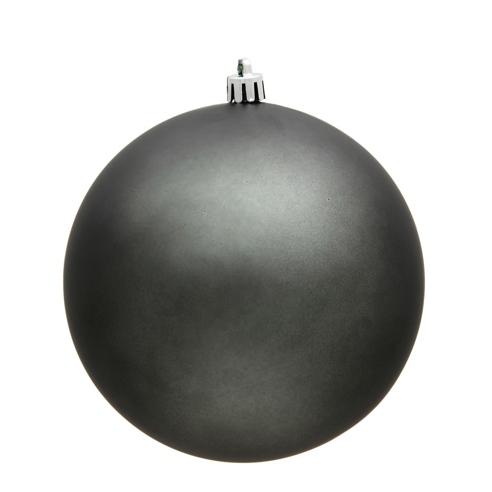 12 in. Pewter Matte UV Drilled Cap Christmas Ornament Ball