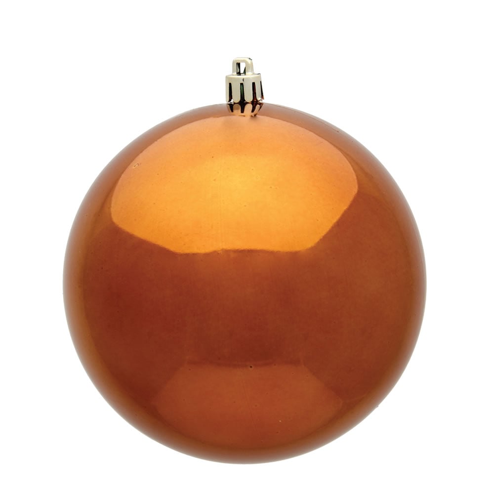 12 in. Copper Shiny UV Drilled Cap Christmas Ornament Ball