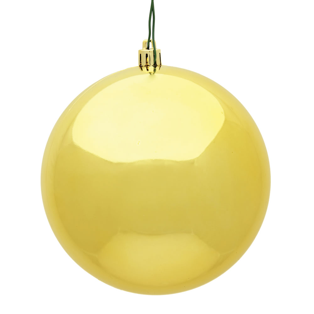 3 in. Honey Gold Shiny Christmas Ornament Ball - 32 per Box